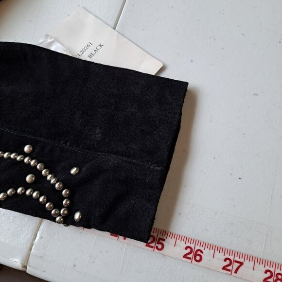 NWT VTG Cripple Creek S Black Leather Suede Jacket Metal Stud Embellish Cropped - Picture 5 of 11
